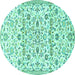 Round Persian Turquoise Traditional Rug, tr4088turq