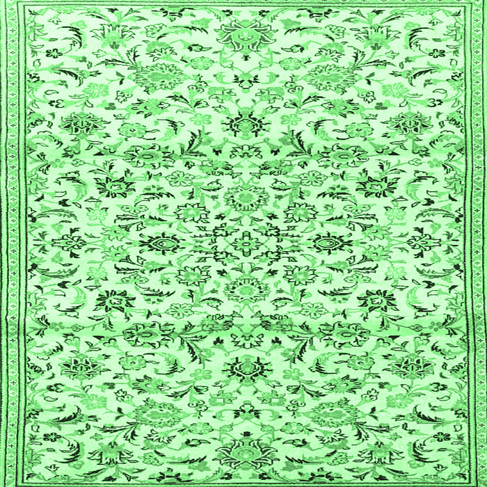 Square Machine Washable Persian Emerald Green Traditional Area Rugs, wshtr4088emgrn