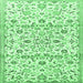 Square Machine Washable Persian Emerald Green Traditional Area Rugs, wshtr4088emgrn