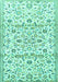 Machine Washable Persian Turquoise Traditional Area Rugs, wshtr4088turq