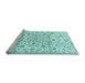 Sideview of Machine Washable Persian Light Blue Traditional Rug, wshtr4088lblu