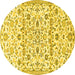 Round Persian Yellow Traditional Rug, tr4088yw