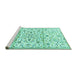 Sideview of Machine Washable Persian Turquoise Traditional Area Rugs, wshtr4088turq