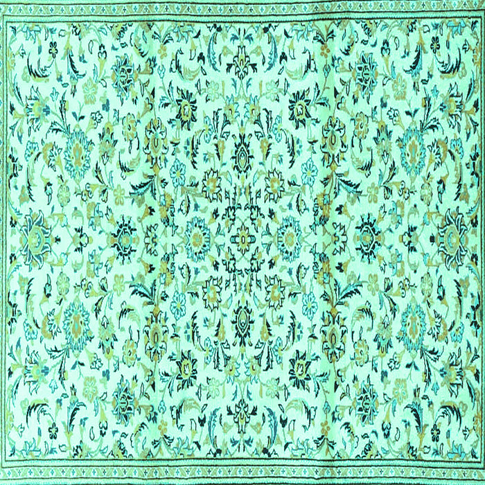 Square Machine Washable Persian Turquoise Traditional Area Rugs, wshtr4088turq