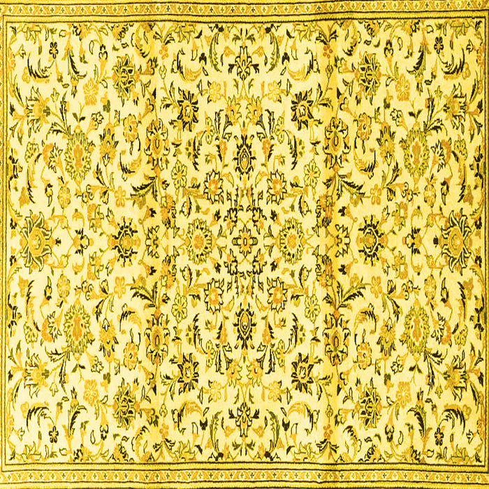 Square Machine Washable Persian Yellow Traditional Rug, wshtr4088yw