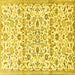 Square Machine Washable Persian Yellow Traditional Rug, wshtr4088yw