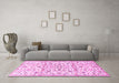 Machine Washable Persian Pink Traditional Rug in a Living Room, wshtr4088pnk