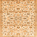 Round Machine Washable Persian Orange Traditional Area Rugs, wshtr4088org