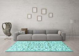 Machine Washable Persian Light Blue Traditional Rug in a Living Room, wshtr4088lblu