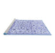 Sideview of Machine Washable Persian Blue Traditional Rug, wshtr4088blu