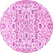 Round Persian Pink Traditional Rug, tr4088pnk