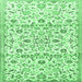 Square Persian Emerald Green Traditional Rug, tr4088emgrn