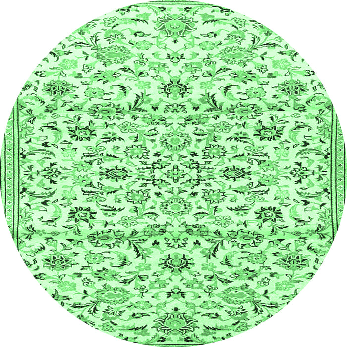 Round Persian Emerald Green Traditional Rug, tr4088emgrn