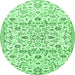 Round Persian Emerald Green Traditional Rug, tr4088emgrn