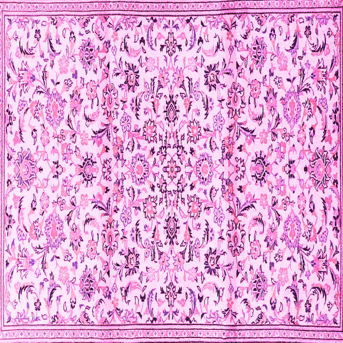 Square Machine Washable Persian Pink Traditional Rug, wshtr4088pnk