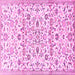 Square Machine Washable Persian Pink Traditional Rug, wshtr4088pnk