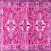 Square Machine Washable Persian Pink Traditional Rug, wshtr4089pnk