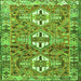 Round Machine Washable Persian Green Traditional Area Rugs, wshtr4089grn