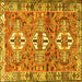 Square Machine Washable Persian Yellow Traditional Rug, wshtr4089yw