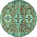 Round Persian Turquoise Traditional Rug, tr4089turq