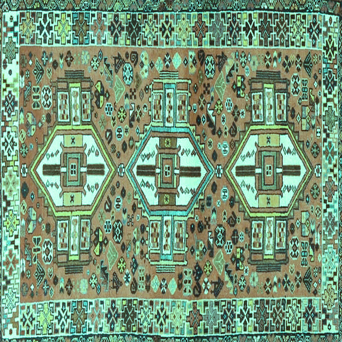 Square Machine Washable Persian Turquoise Traditional Area Rugs, wshtr4089turq