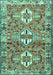 Machine Washable Persian Turquoise Traditional Area Rugs, wshtr4089turq