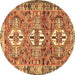 Round Machine Washable Persian Brown Traditional Rug, wshtr4089brn