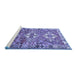 Sideview of Machine Washable Persian Blue Traditional Rug, wshtr4089blu