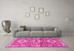 Machine Washable Persian Pink Traditional Rug in a Living Room, wshtr4089pnk