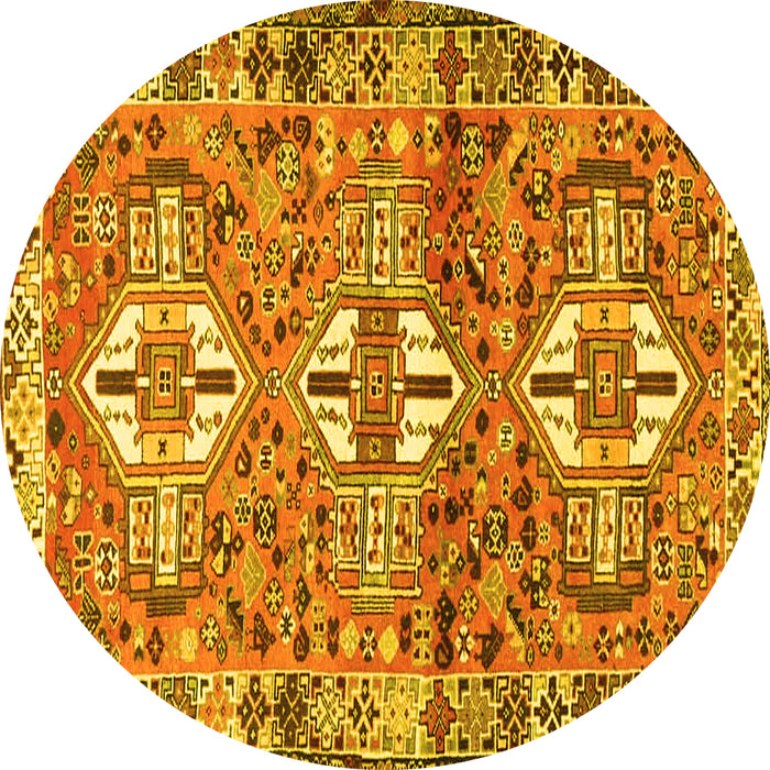 Round Persian Yellow Traditional Rug, tr4089yw