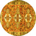 Round Persian Yellow Traditional Rug, tr4089yw