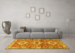 Machine Washable Persian Yellow Traditional Rug in a Living Room, wshtr4089yw