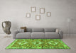 Machine Washable Persian Green Traditional Area Rugs in a Living Room,, wshtr4089grn