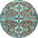 Round Persian Light Blue Traditional Rug, tr4089lblu