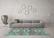 Machine Washable Persian Light Blue Traditional Rug in a Living Room, wshtr4089lblu