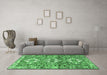 Machine Washable Persian Emerald Green Traditional Area Rugs in a Living Room,, wshtr4089emgrn