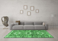 Machine Washable Persian Emerald Green Traditional Rug, wshtr4089emgrn