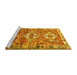 Sideview of Machine Washable Persian Yellow Traditional Rug, wshtr4089yw