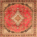 Serging Thickness of Medallion Orange Traditional Rug, tr408org