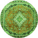 Square Medallion Green Traditional Rug, tr408grn