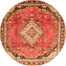 Square Medallion Orange Traditional Rug, tr408org