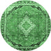 Round Medallion Emerald Green Traditional Rug, tr408emgrn