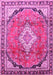 Machine Washable Medallion Pink Traditional Rug, wshtr408pnk