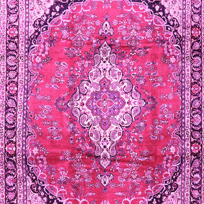 Machine Washable Medallion Pink Traditional Rug, wshtr408pnk