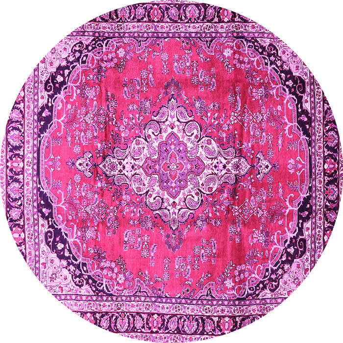 Round Medallion Pink Traditional Rug, tr408pnk