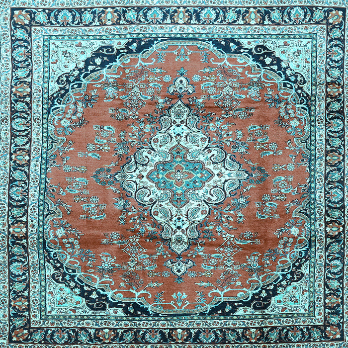 Square Medallion Light Blue Traditional Rug, tr408lblu