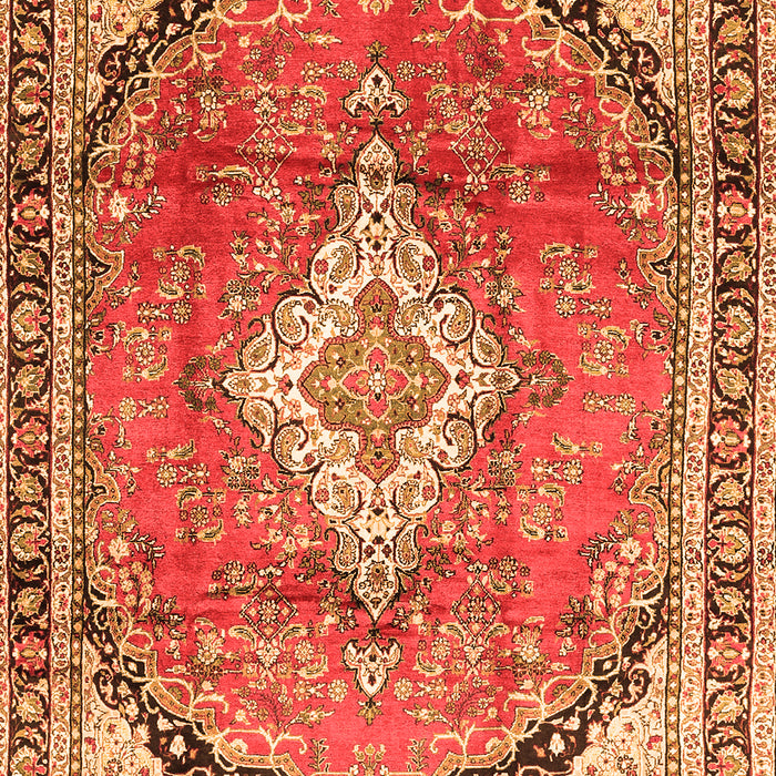 Serging Thickness of Machine Washable Medallion Orange Traditional Area Rugs, wshtr408org