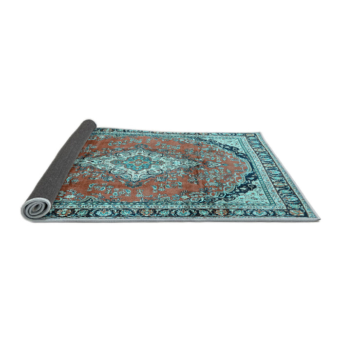 Sideview of Medallion Light Blue Traditional Rug, tr408lblu