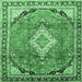 Square Medallion Emerald Green Traditional Rug, tr408emgrn