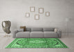 Machine Washable Medallion Emerald Green Traditional Area Rugs in a Living Room,, wshtr408emgrn